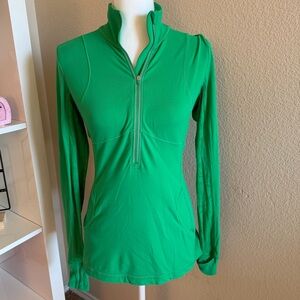 lululemon athletica Bright Green Quarter-Zip Long Sleeve Top